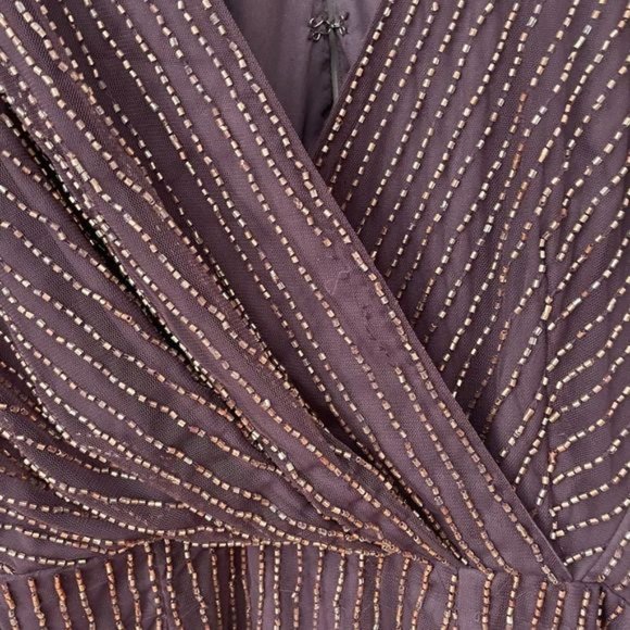 Asos?Design Mauve Surplice Beaded Midi Dress With Back Cutout - Picture 5 of 9